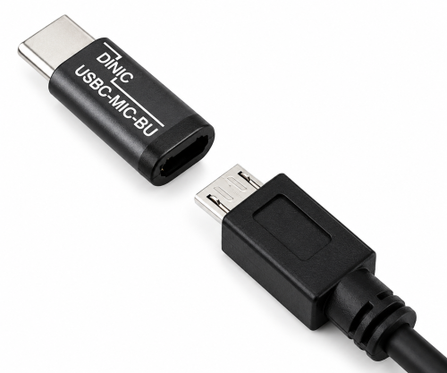 Adaptateur, USB C mâle vers Micro USB femelle Alu, gris espace, DINIC Box avec trou européen