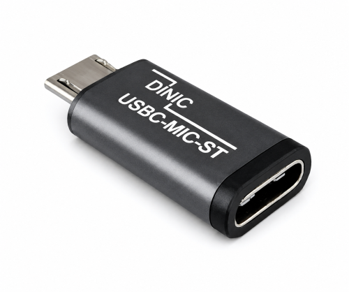 Conjunto, adaptador USB C macho para micro fêmea + C fêmea para micro macho 2x USB, alumínio, cinzento espacial, caixa DINIC com orifício europeu