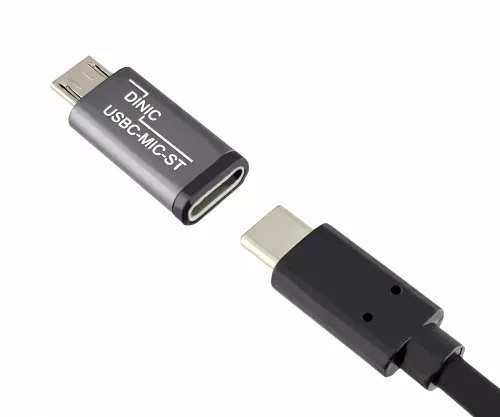Adapter, mikro vtič v vtičnico USB C, aluminijasta škatla, vesoljsko siva, škatla DINIC