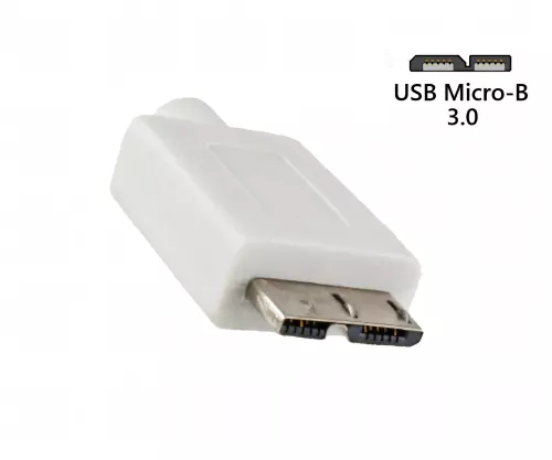 USB 3.1 Kabel Typ C - USB 3.0 micro B Stecker, weiß, DINIC Box mit Euroloch, 1,00m