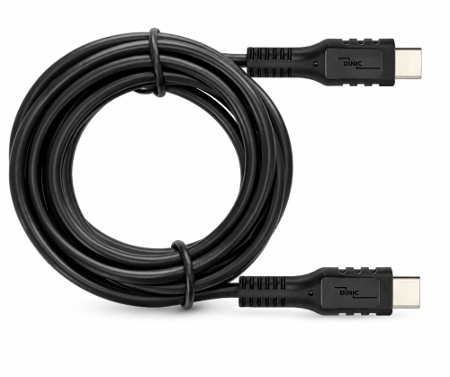 DINIC USB tipo C a C cable de carga, 2x USB tipo C enchufe, 60W, 3A, OD: 3,5 mm, negro, DINIC polybag, 1m