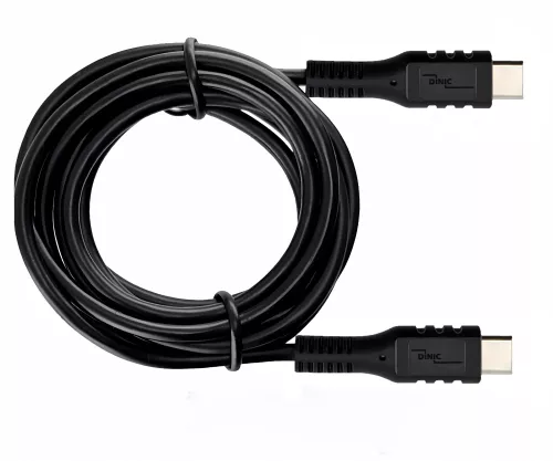 DINIC USB type C to C charging cable, 2x USB type C plug, 60W, 3A, OD: 3.5mm, black, DINIC polybag, 0.5m