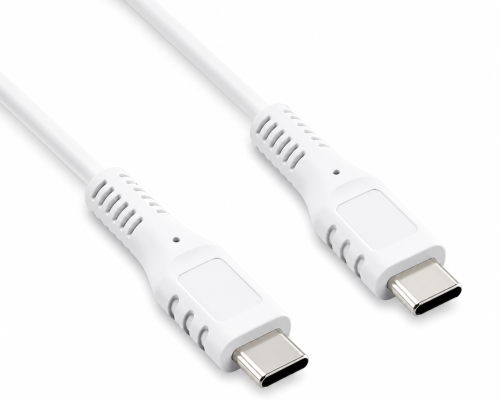 DINIC USB tüüp C-C laadimiskaabel, 2x USB tüüp C pistik, 60W, 3A, OD: 3.5mm, valge, DINIC karbis euroava, 1.5m.