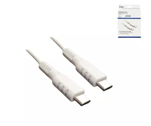 USB Typ C auf C Ladekabel, weiß, Box, 1.5m 2x USB Typ C Stecker, 60W, 3A, DINIC Box