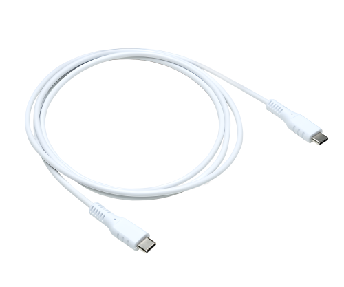DINIC USB type C to C charging cable, 2x USB type C plug, 60W, 3A, OD: 3.5mm, white, DINIC box with Euro hole, 1.5m
