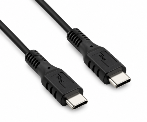 Cable de carga DINIC USB tipo C a C, 2 conectores USB tipo C, 60 W, 3 A, OD: 4,5 mm, negro, caja de cartón con orificio europeo, 3 m