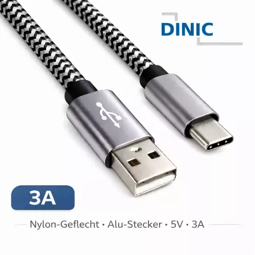 DINIC USB tip C na A polnilni kabel, HQ aluminijasti vtič, 5V, 2A, najlonski kabel, Space Grey, akcijski paket, 2,00 m