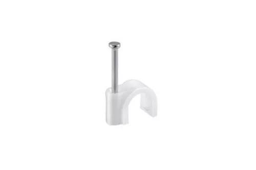 Cable clamps, white, for cable 7.3 mm, nail: 1.80 x 18 mm, quantity: 100 pieces