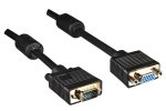 S-VGA Verlängerung, DB15 Stecker auf Buchse, vergoldete Kontakte, 2-fach geschirmt, Ferritkerne, Länge 3,00m, Blister