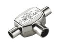 DINIC 2x Koaxial-Kupplung auf Koaxial-Stecker, zum Anschluss von 2 Radiogeräten auf 1 Antennendose, Metall