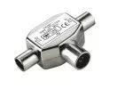DINIC 2x coaxial coupling to coaxial plug, for connection of 2 radios to 1 antenna socket, metal