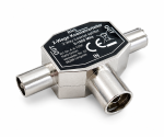 DINIC 2x coaxiale plug naar coaxiale koppeling, voor het aansluiten van 2 tv-toestellen op 1 antennecontactdoos, metaal