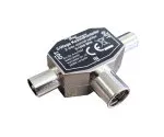 DINIC 2x coaxial plug to coaxial coupling, for connecting 2 TV sets to 1 aerial socket, metal