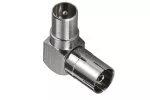 DINIC coaxial angle adapter, metal housing, male to coaxial female 90°.