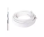 Coaxial TV / SAT installation cable, 120dB, class A++, 4-fold shielded, on roll, white, length 25.00m