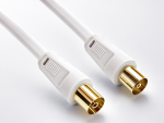 Coaxial antenna cable plug to socket, gold-plated, quadruple shielded, white, DINIC blister, length 7.50m