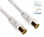 Coaxial antenna cable, shielding 120dB, gold-plated, quadruple shielded, white, DINIC box with Euro hole, length 2.50m