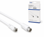 Cavo adattatore DINIC SAT, da spina F ad accoppiamento coassiale, bianco, scatola DINIC con foro Euro, lunghezza 2,50m