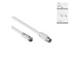 DINIC SAT-adapterkabel, F-stekker naar coaxkoppeling, wit, DINIC-doos met Euro-gat, lengte 2,50m
