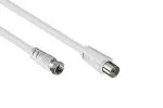 DINIC SAT adapter cable, F male to coax female, white, length 2,50m, blister