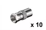 Adapter wtyczki F do złącza koncentrycznego (IEC), ilość: 10 sztuk, woreczek foliowy DINIC
