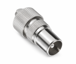 DINIC coaxiale plug 9,5mm, met schroefaansluiting, metalen uitvoering, voor coaxiale kabel 4,5 - 7,5mm, DINIC blisterverpakking