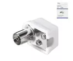 DINIC coaxial elbow coupling plastic (slim), screw fastening, connection to coaxial cable, DINIC box with Euro hole