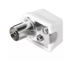 Coupleur coaxial coudé en plastique (slim), avec fixation par vis, pour le raccordement à un câble coaxial