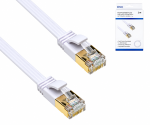Cable de conexión Cat.6, plano, PiMF/STP, blanco, caja DINIC con euroagujero, longitud 1m