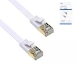 Kabel krosowy Cat.6, płaski, PiMF/STP, biały, puszka DINIC z otworem Euro, długość 3m