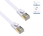 Patch cable Cat.6, flat, PiMF/STP, white, DINIC box with Euro hole, length 5m
