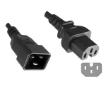 Hot appliance cable C15 to C20, 1mm², extension, VDE, black, length 1.80m