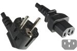 Netzkabel CEE 7/7 90° auf Warmgerätestecker C15, 1mm², VDE, schwarz, Länge 3,00m
