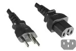 Power cord Switzerland type J (partly insulated) to C15 warmers, 1mm², approval: SEV, black, length 1,80m