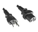 Síťový kabel Švýcarsko typ J (částečně izolovaný) k teplým spotřebičům C15, 1mm², schválení: SEV, černý, délka 1,80m