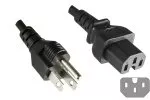 Power Cable America USA NEMA 5-15P, Type B to C15, AWG14, SJT, Approvals: UL/CSA, black, length 1.80m