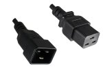 Cold device cable C19 to C20, 1,5mm², 16A, extension, VDE, black, length 1,00m