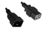 Cold device cable C19 to C20, 1,5mm², 16A, extension, VDE, black, length 1,00m