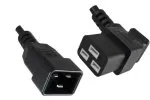 Cold appliance cable C19 90° to C20, 1,5mm², 16A, extension, VDE, black, length 1,80m