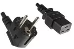 Power Cord CEE 7/7 90° to C19, 1,5mm², VDE, black, length 5,00m
