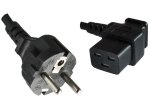 Netzkabel CEE 7/7 auf C19 90°, 1mm², VDE, schwarz, Länge 1,80m