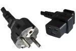 Netzkabel CEE 7/7 auf C19 90°, 1mm², VDE, schwarz, Länge 1,80m