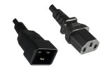 Cold appliance cable C13 to C20, 1mm², extension, VDE, black, length 1,80m