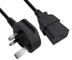 Netkabel Engeland UK type G 13A naar C19, 1,5mm², goedkeuring: ASTA /SASO /HK , zwart, lengte 1,80m