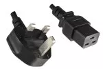 Power cord England UK type G 13A to C19, 1,5mm², Approval: ASTA/SASO/HK , black, length 1,80m