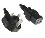 Nettkabel England UK type G 13A til C19, 1,5 mm², godkjenning: ASTA /SASO /HK , svart, lengde 1,80 m