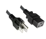 Netsnoer Amerika NEMA 5-15P, type B tot C19, AWG16, SJT, goedkeuringen: UL/CSA, zwart, lengte 1,80m