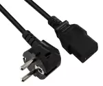 Netzkabel CEE 7/7 90° auf C19, 1mm², VDE, schwarz, Länge 1,80m