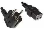 Power Cord CEE 7/7 90° to C19, 1mm², VDE, black, length 1,80m