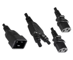 Y-hidegkábel 2x C13-C20, 1,5 mm², hosszabbító, VDE, fekete, 2,00 m hosszúságú